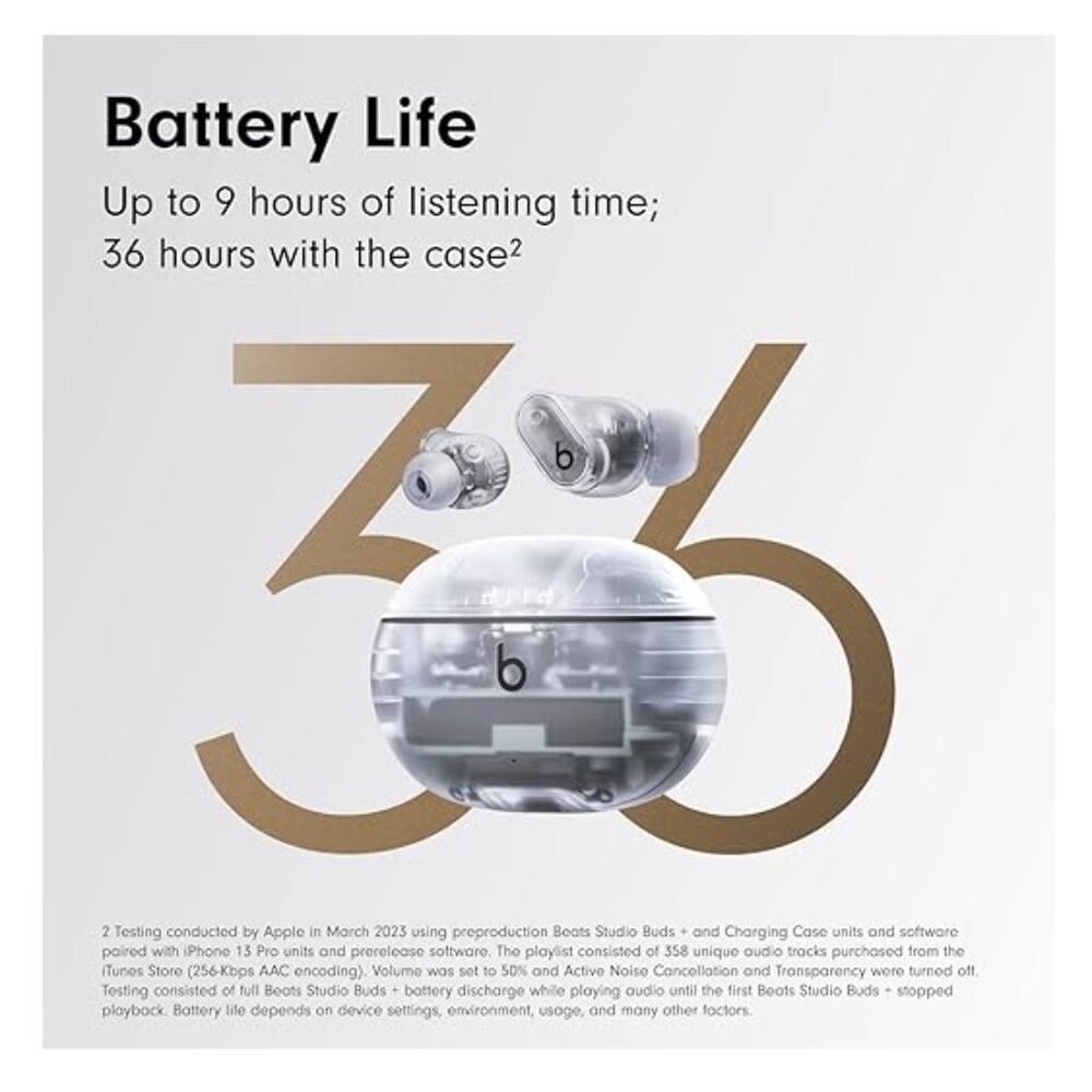 NEW Beats Studio Buds + | True Wireless Noise Cancelling Earbuds - Transparent - Picture 4 of 11